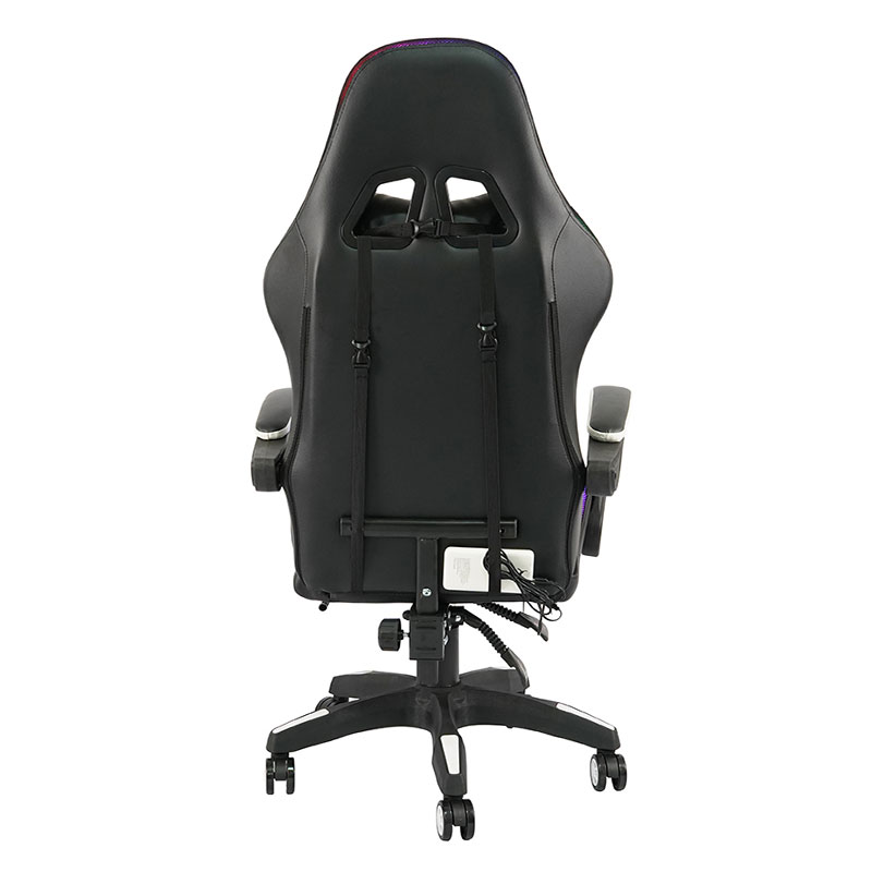 Silla de juego Led con reposabrazos ajustable para Gamer RGB reclinable giratorio profesional blanco con reposapiés (Y-2442)