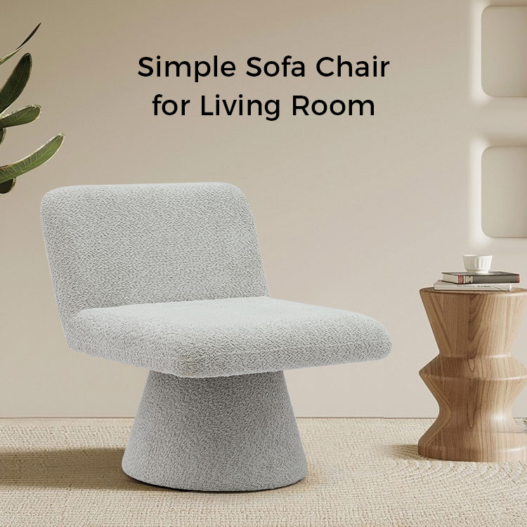 Sillón giratorio tapizado en gris moderno, sillón decorativo de tela para sala de estar, sofá individual (GY-642)