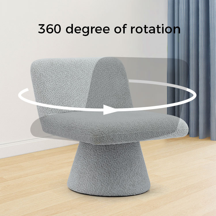 Sillón giratorio tapizado en gris moderno, sillón decorativo de tela para sala de estar, sofá individual (GY-642)
