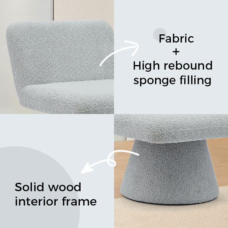 Sillón giratorio tapizado en gris moderno, sillón decorativo de tela para sala de estar, sofá individual (GY-642)
