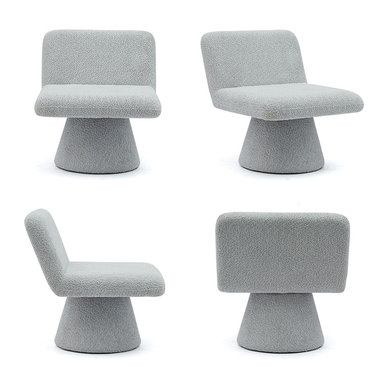 Sillón giratorio tapizado en gris moderno, sillón decorativo de tela para sala de estar, sofá individual (GY-642)