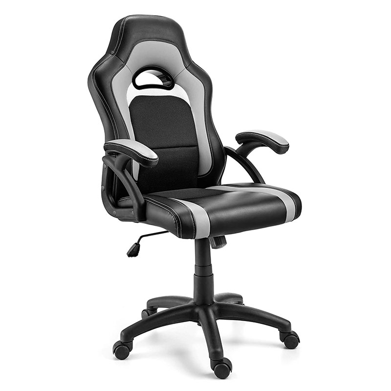 Sillón de sala de estar de tela moderna con reposacabezas ajustable giratorio, elevador, Material de acero metálico Pu para juegos y computación (Y-2647)