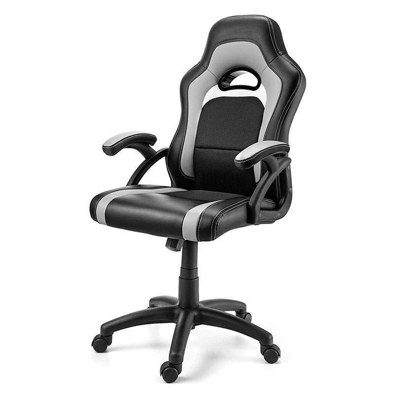 Sillón de sala de estar de tela moderna con reposacabezas ajustable giratorio, elevador, Material de acero metálico Pu para juegos y computación (Y-2647)