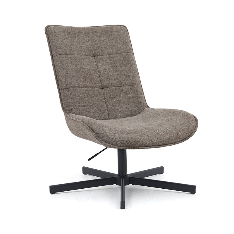 Silla reclinable plegable giratoria de tela marrón, asiento grande tapizado, silla decorativa para sala de estar con cómodo respaldo curvo (GY-649)