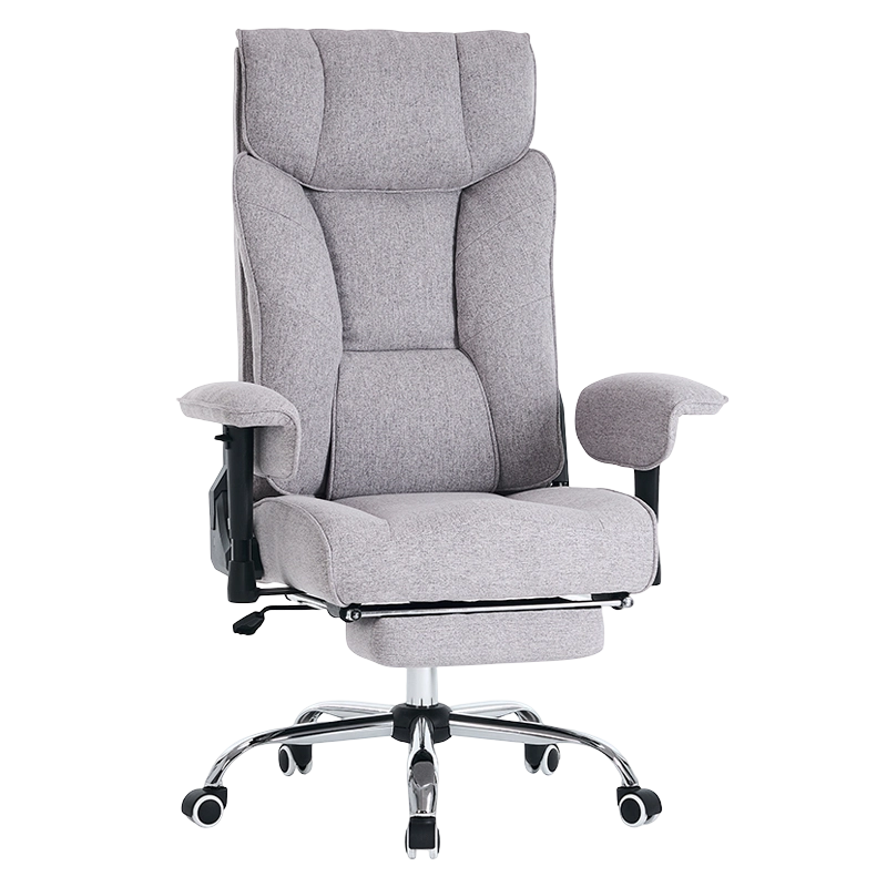 Silla de oficina ejecutiva con reposabrazos y almohadilla ajustable en altura con pintura de tela gris ergonómica con respaldo alto (M-6150)