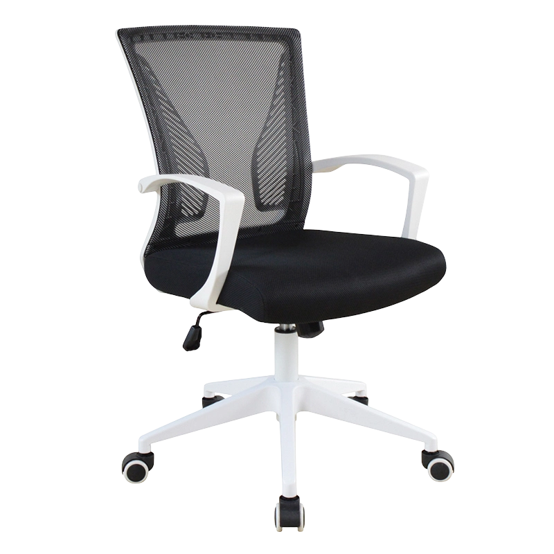 Silla de trabajo ergonómica blanca de malla con reposabrazos de PP para oficina en casa （W-9107)