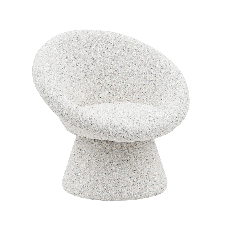 Silla de salón de forma redonda perezosa de tela blanca nórdica, sofá de una plaza, sillones decorativos con respaldo (GY-645)
