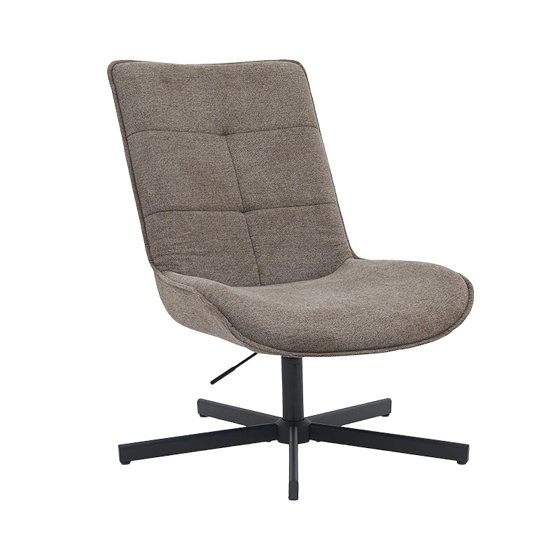 Silla reclinable plegable giratoria de tela marrón, asiento grande tapizado, silla decorativa para sala de estar con cómodo respaldo curvo (GY-649)