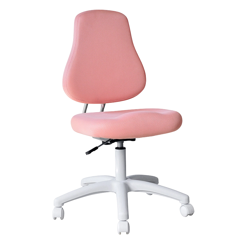 Silla de trabajo para personal sin brazos de tela rosa con base de nailon （M-6122)